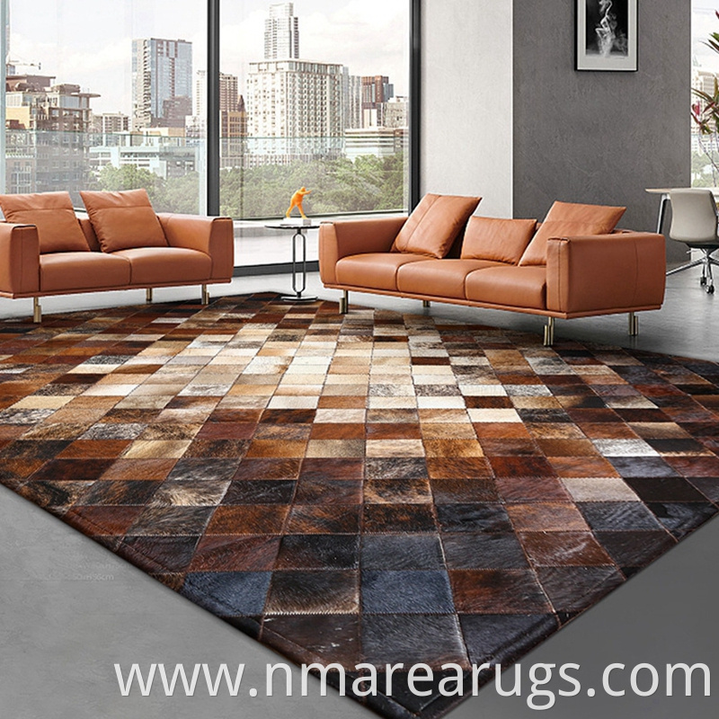 Cowhide Patchwork Leather Carpet Rugs